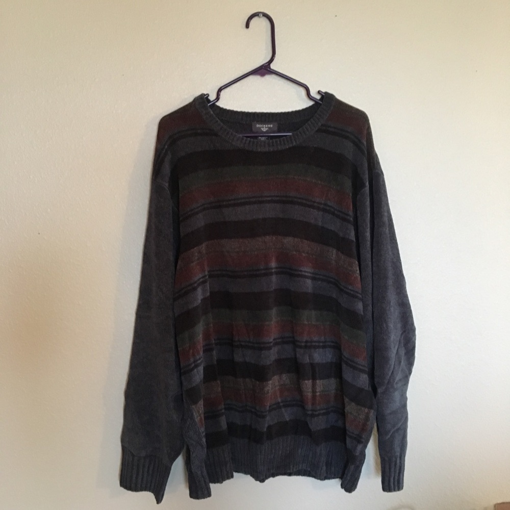 Dockers Striped Multi Colored Vintage Sweater